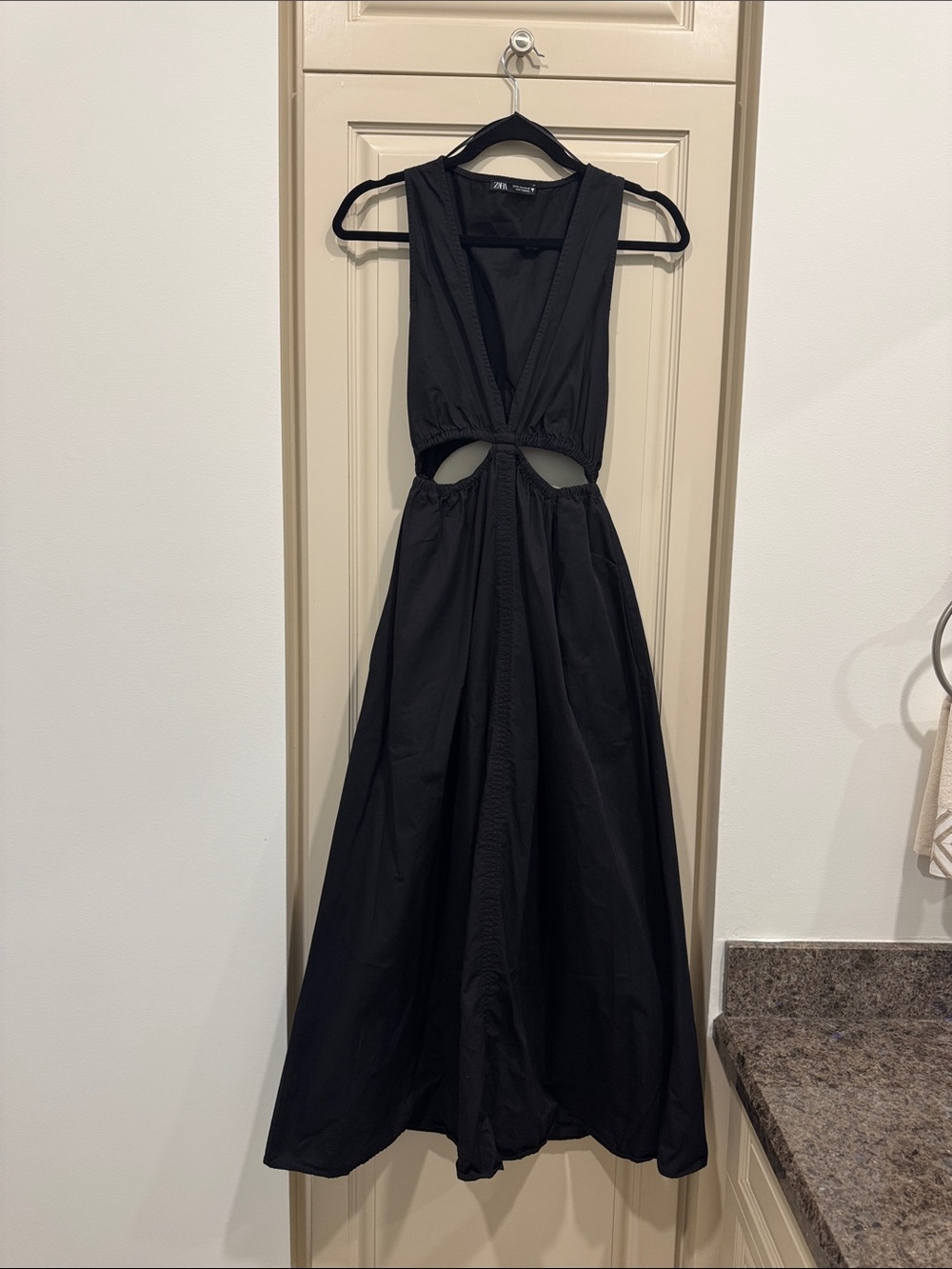 Zara Black Backless Cutout Maxi Dress